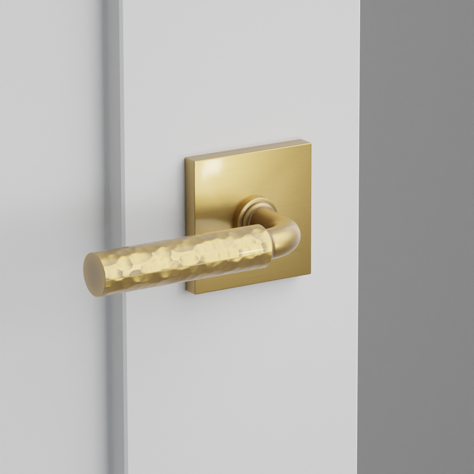 Emtek Hammered Lever with Square Rosette - R-Bar
