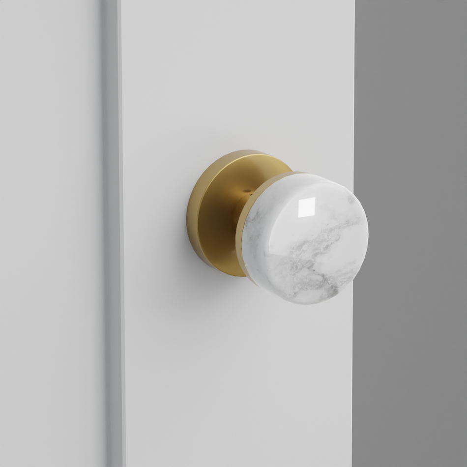 Emtek Conical White Marble Knob with Disk Rosette