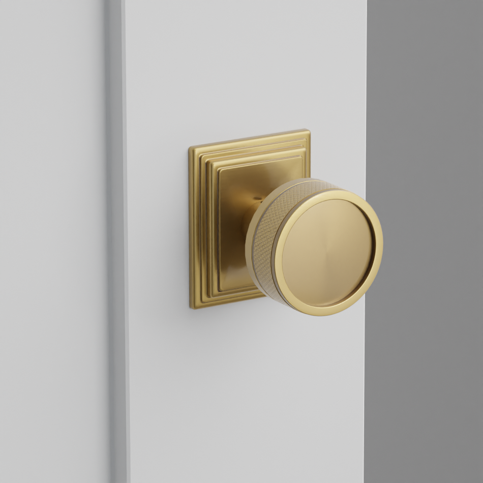 Emtek Knurled Knob with Wilshire Rosette