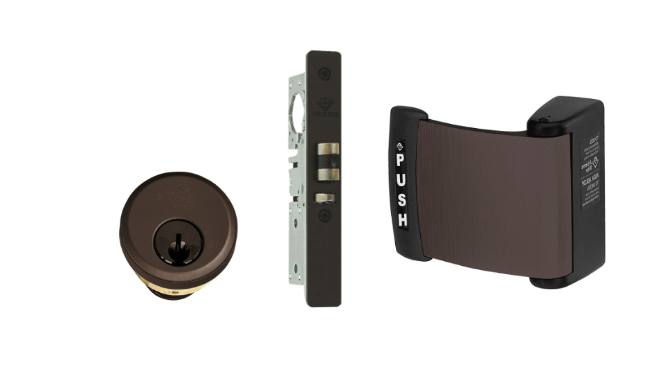 Adams Rite Mortise Latch, Curved Push Paddle & Cylinder Storefront Door Kit