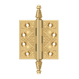 Deltana DSBP35 Ornate Hinge, 3-1/2" x 3-1/2" Square Corners, Solid Brass (Pair)