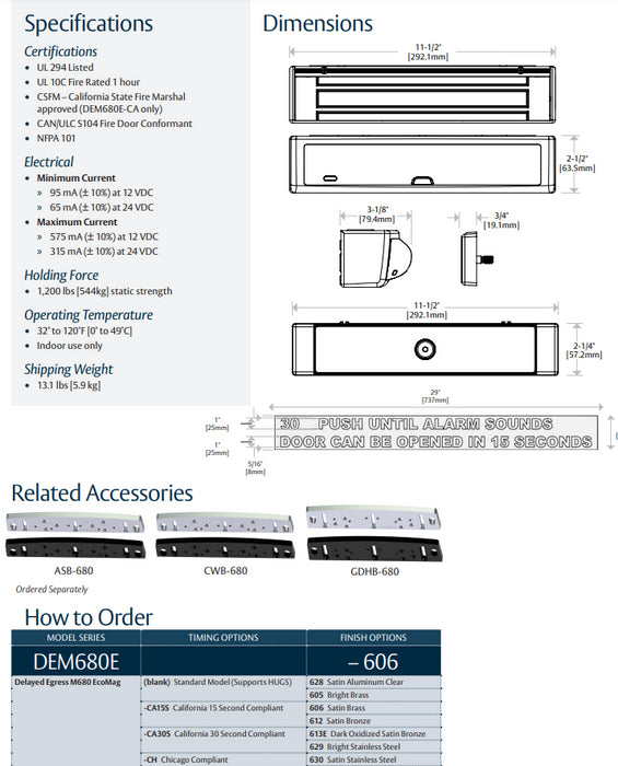 Securitron DEM680E EcoMag® Delayed Egress Magnalock