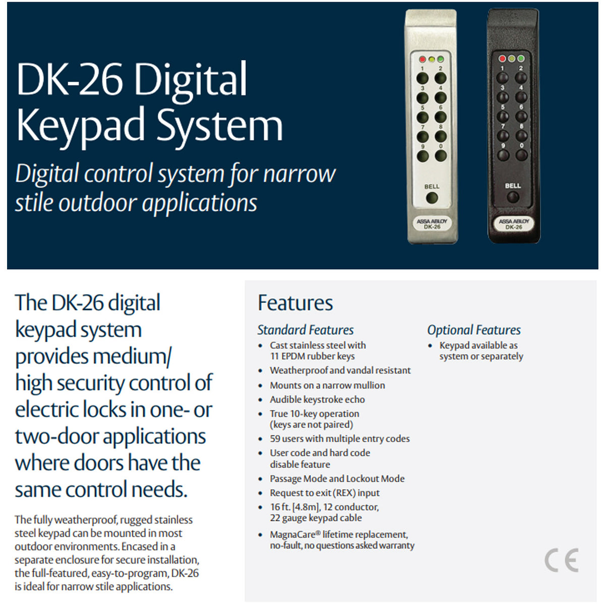Securitron DK-26 Digital Keypad – Uslocksupply.com