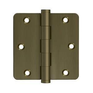 Deltana DSB35R410AN-R 3-1/2"x3-1/2"x1/4" Radius Hinge, Solid Brass