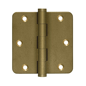 Deltana DSB35R4-R 3-1/2" x 3-1/2" x 1/4" Radius Hinges, Solid Brass, Residential (Pair)