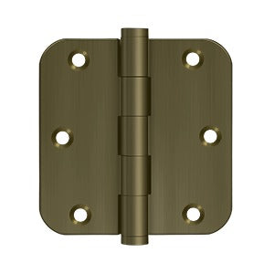 Deltana DSB35R510AN-R  3-1/2"x3-1/2"x5/8" Radius Hinge, Solid Brass