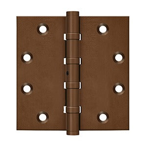 Deltana DSB45NB10BR 4-1/2"x4-1/2" Square Hinge, Ball Bearing, NRP, Solid Brass, US10BR