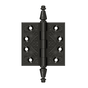 Deltana DSBP35 Ornate Hinge, 3-1/2" x 3-1/2" Square Corners, Solid Brass (Pair)