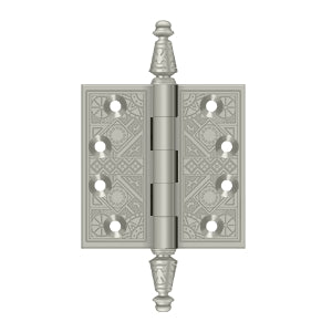 Deltana DSBP35 Ornate Hinge, 3-1/2" x 3-1/2" Square Corners, Solid Brass (Pair)