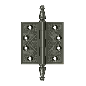 Deltana DSBP35 Ornate Hinge, 3-1/2" x 3-1/2" Square Corners, Solid Brass (Pair)