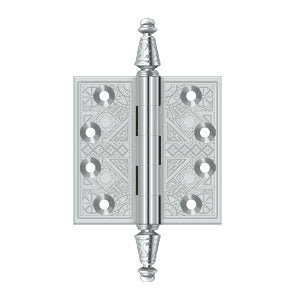 Deltana DSBP35 Ornate Hinge, 3-1/2" x 3-1/2" Square Corners, Solid Brass (Pair)