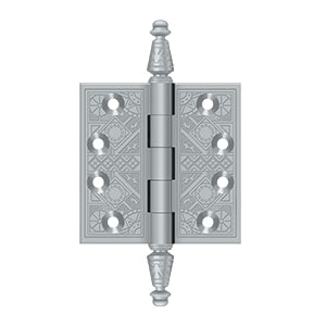 Deltana DSBP35 Ornate Hinge, 3-1/2" x 3-1/2" Square Corners, Solid Brass (Pair)