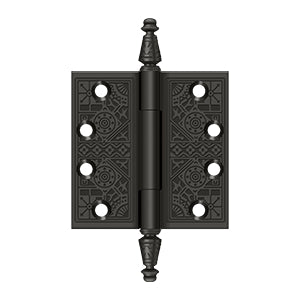 Deltana DSBP44 Ornate Hinge, 4" x 4" Square Corners, Solid Brass (Pair)