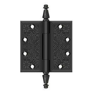 Deltana DSBP45 Ornate Hinge, 4-1/2" x 4-1/2" Square Corners, Solid Brass (Pair)