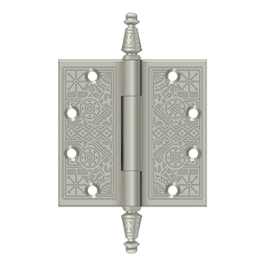 Deltana DSBP45 Ornate Hinge, 4-1/2" x 4-1/2" Square Corners, Solid Brass (Pair)
