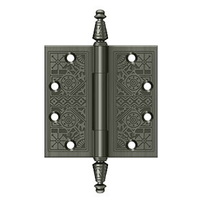 Deltana DSBP45 Ornate Hinge, 4-1/2" x 4-1/2" Square Corners, Solid Brass (Pair)