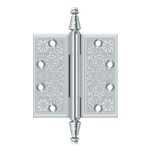 Deltana DSBP45 Ornate Hinge, 4-1/2" x 4-1/2" Square Corners, Solid Brass (Pair)