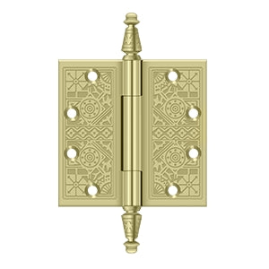 Deltana DSBP45 Ornate Hinge, 4-1/2" x 4-1/2" Square Corners, Solid Brass (Pair)