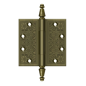 Deltana DSBP45 Ornate Hinge, 4-1/2" x 4-1/2" Square Corners, Solid Brass (Pair)
