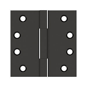 Deltana DSBS4 Square Knuckle Hinges, 4" x 4", Solid Brass (Pair)
