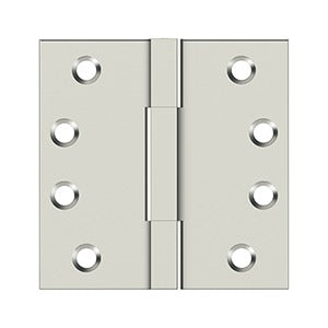Deltana DSBS4 Square Knuckle Hinges, 4" x 4", Solid Brass (Pair)