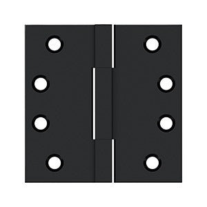 Deltana DSBS4 Square Knuckle Hinges, 4" x 4", Solid Brass (Pair)
