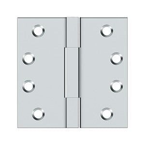 Deltana DSBS4 Square Knuckle Hinges, 4" x 4", Solid Brass (Pair)