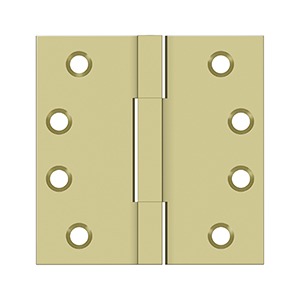 Deltana DSBS4 Square Knuckle Hinges, 4" x 4", Solid Brass (Pair)