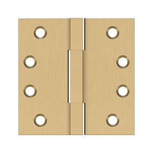Deltana DSBS4 Square Knuckle Hinges, 4" x 4", Solid Brass (Pair)