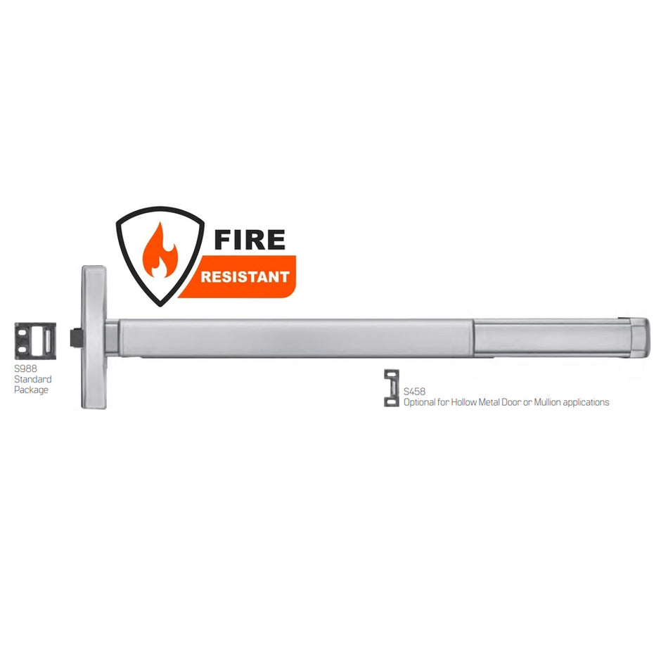 Precision (PHI) 2402 Series Narrow Stile, Non-Handed Rim Exit Device - 36"/48" Exit Only, Dummy Trim - Fire Rated