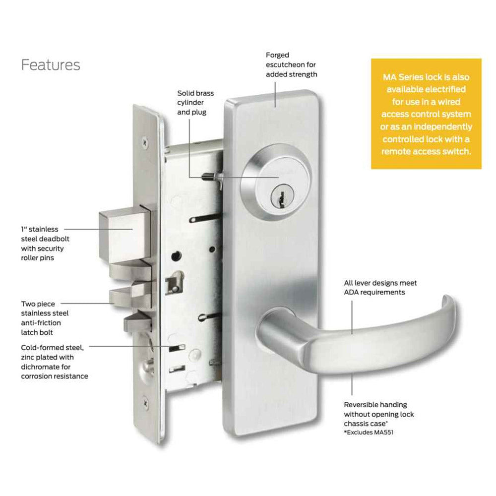 Falcon MA921 Outside Only Mortise Deadlock – US Lock Supply