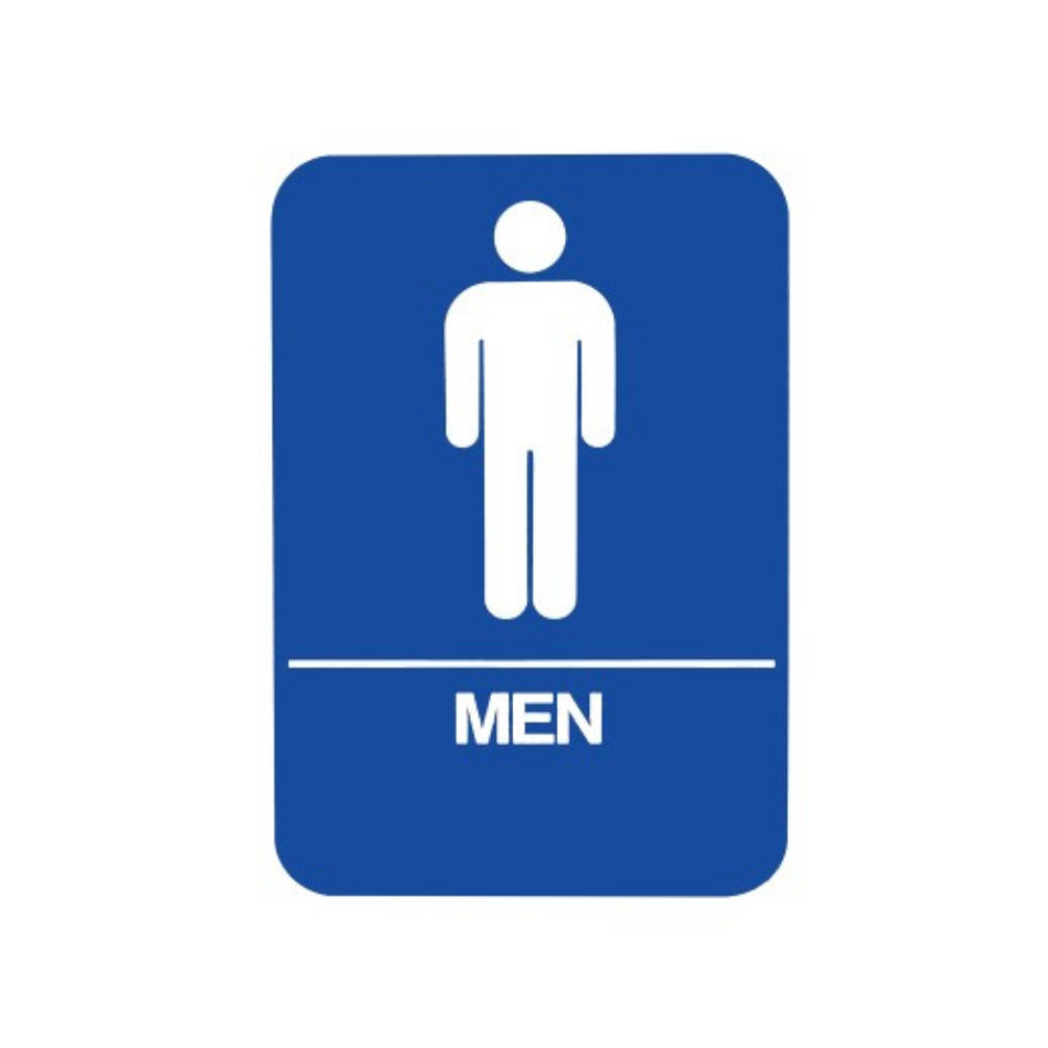 Don-jo HS-9070-02 ADA Sign Mens Room, Blue Finish, Plastic Material