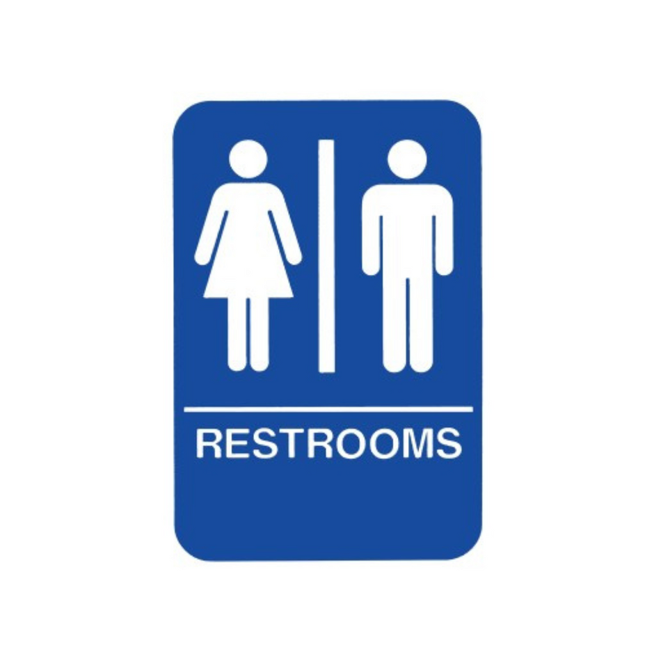 Don-jo HS-9070-03 ADA Sign Restrooms, Blue Finish, Plastic Material