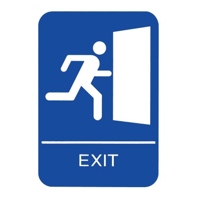 Don-jo HS 9070 38 ADA Sign Exit Sign, Blue Finish, Plastic Material