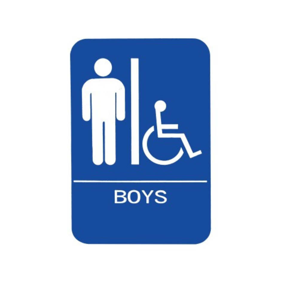 Don-jo HS 9070 07 ADA Sign Boys/Handicap, Blue Finish, Plastic Material