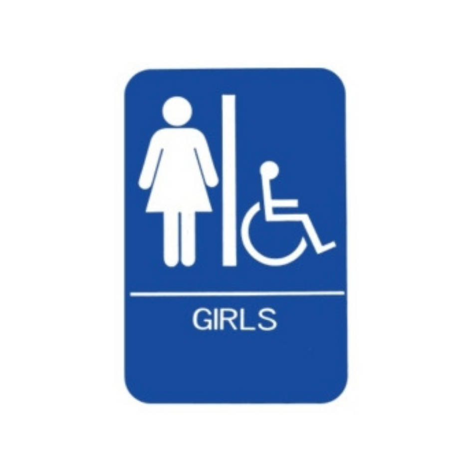 Don-jo HS 9070 08 ADA Sign Girls/Handicap, Blue Finish, Plastic Material