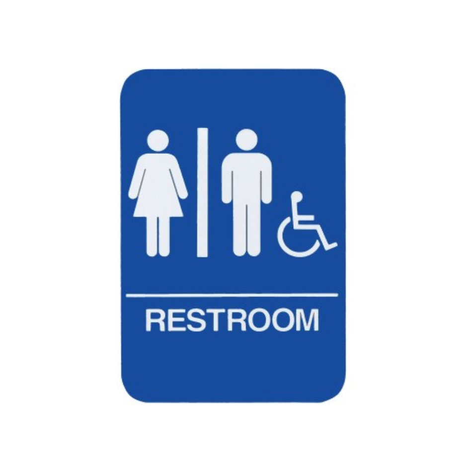 Don-jo HS 9070 32 ADA Sign Women/Men/Handicap, Blue Finish, Plastic Material