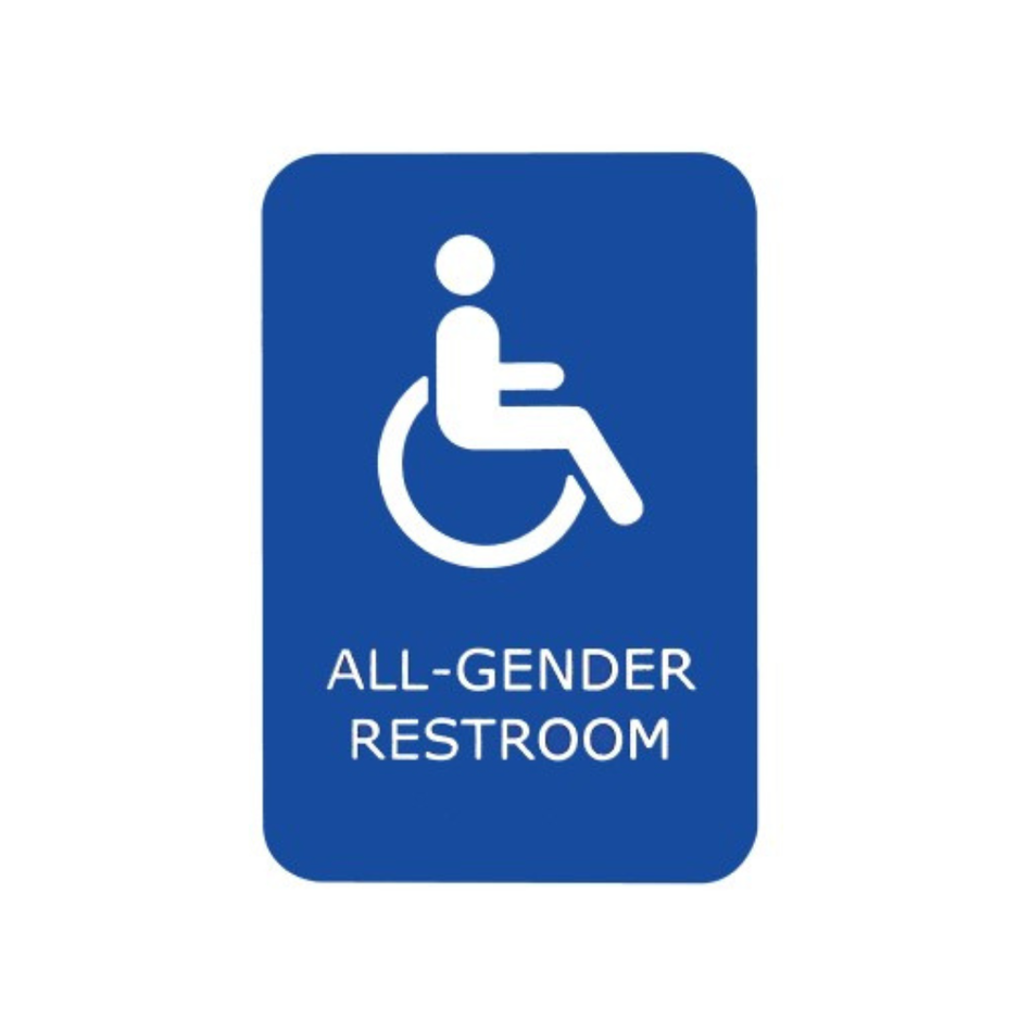Don-jo HS 9070 33 ADA Sign All-Gender Restroom, Blue Finish, Plastic Material