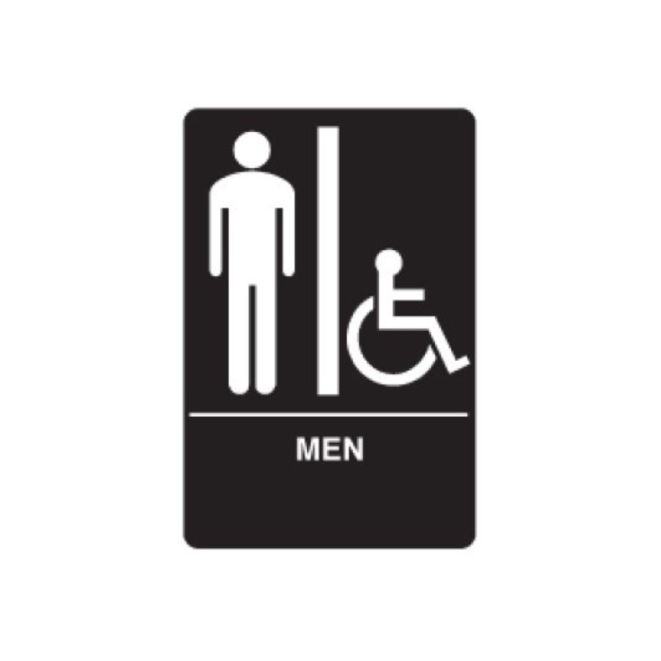 Don-jo HS 9090 01 ADA Sign Mens/Handicap, Black Finish, Plastic Material