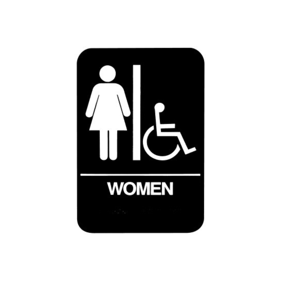 Don-jo HS 9090 05 ADA Sign Women/Handicap, Black Finish, Plastic Material