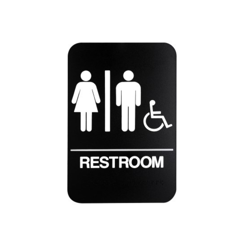 Don-jo HS 9090 32 ADA Sign Women/Men/Handicap, Black Finish, Plastic Material
