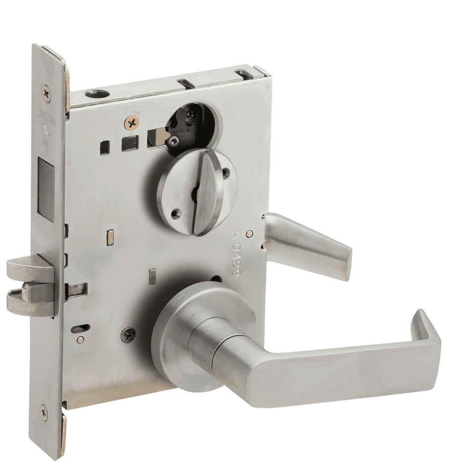 Schlage L9444 - Grade 1 Privacy With Deadbolt and Coin Turner Mortise Lock, Non-Keyed, Interior Indicator Displays "Locked/Unlocked"