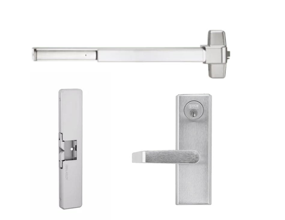 M9900 Exit Device x 9400 Electric Strike x MESC60F Trim Kit
