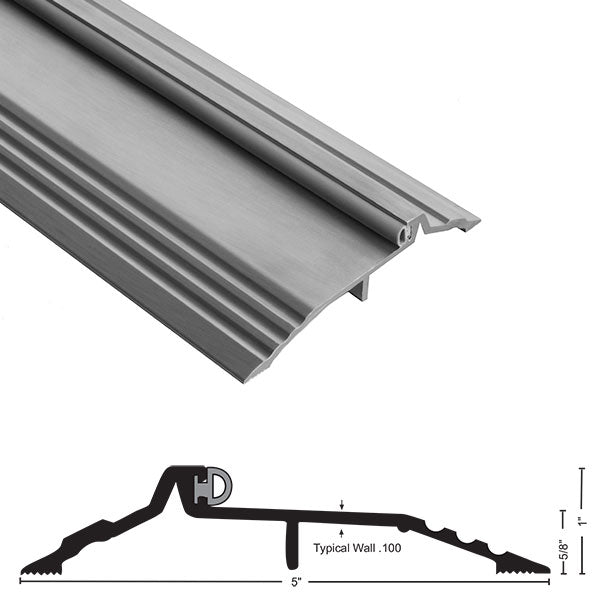 NGP 803V Aluminum Bumper Threshold with Vinyl Seal – 5″ Wide x 1″ High