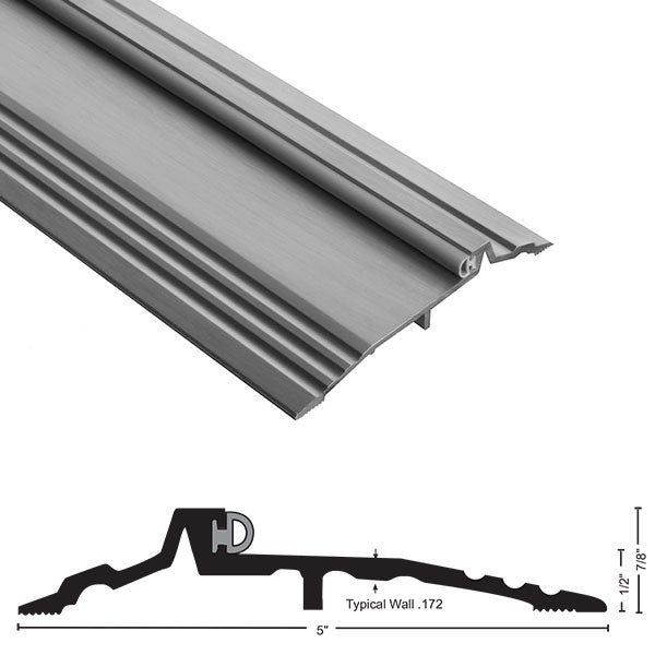 NGP 884V Aluminum Bumper Threshold with Vinyl Seal – 5″ Wide x 7/8″ High