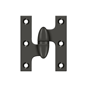 Deltana OK2520 Olive Knuckle 2-1/2" x 2" Hinge, Solid Brass (Each)