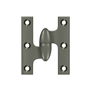 Deltana OK2520 Olive Knuckle 2-1/2" x 2" Hinge, Solid Brass (Each)