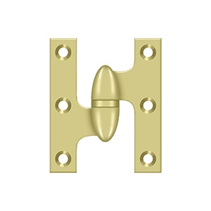 Deltana OK2520 Olive Knuckle 2-1/2" x 2" Hinge, Solid Brass (Each)
