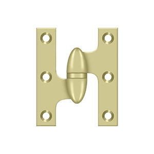 Deltana OK2520 Olive Knuckle 2-1/2" x 2" Hinge, Solid Brass (Each)