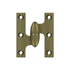 Deltana OK2520 Olive Knuckle 2-1/2" x 2" Hinge, Solid Brass (Each)